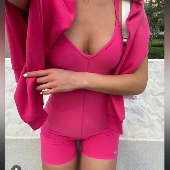 ALO Yoga Alosoft Suns Out Onesie Pink Summer Crush